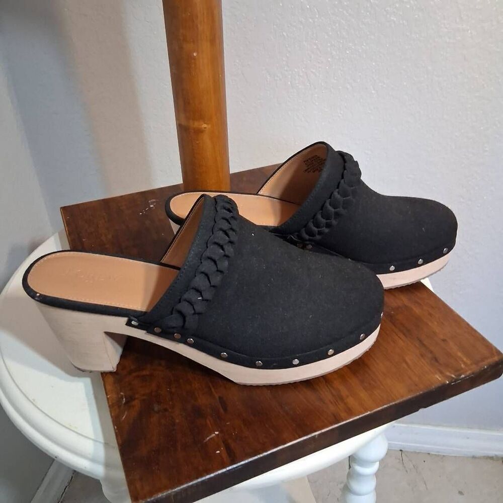 J. Crew "Suede" Black and Tan Mules Size 9.5